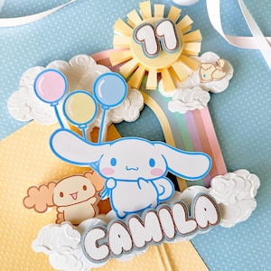 Rouleau de gâteau à la cannelle Gâteau d'anniversaire à la cannelle Décoration de fête à la cannelle Lapin kawaii Décoration de fête kawaii