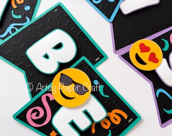 Emoji Birthday Banner Emoji Party decoration Emoji Cake decor