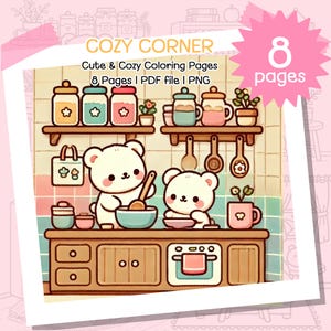 Cozy Moments Coloring, Kawaii Cozy Coloring, Coloring Pages for adults and kids, Cozy Kawaii, PDF Coloring Books Adult, Cozy Adult Coloring