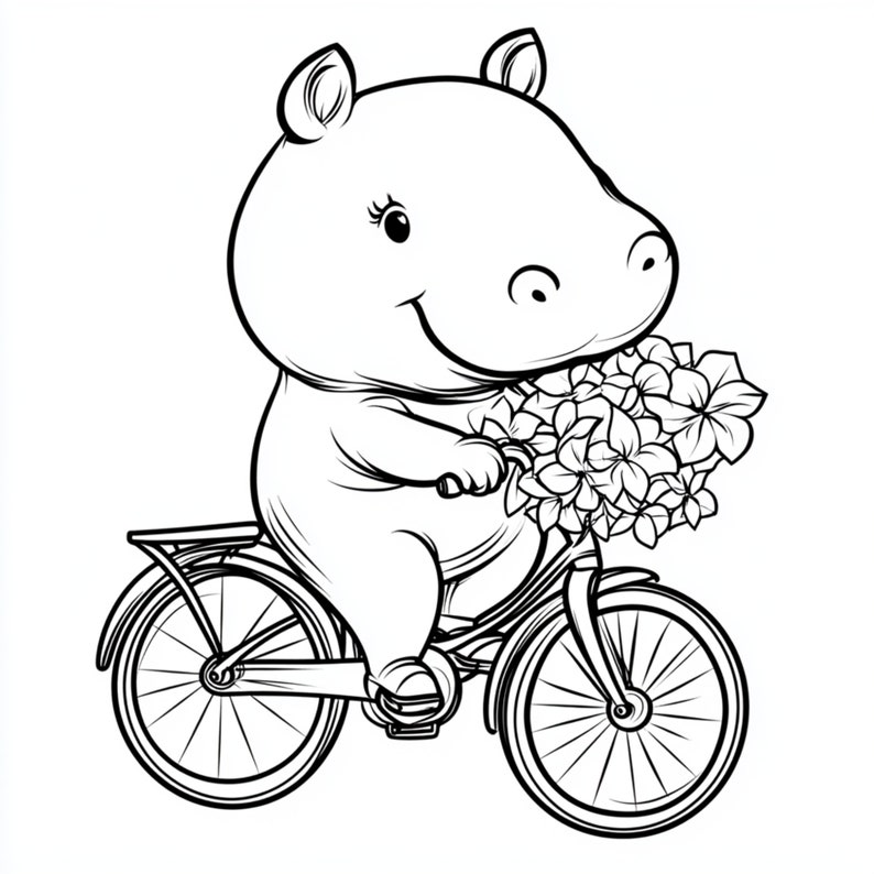 Moo Deng Coloring Page Example 1