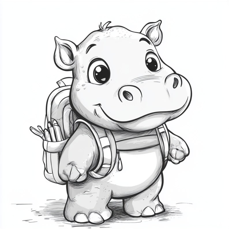 Moo Deng Coloring Page Example 2