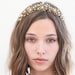 Rustic Gold Star Flower Wedding Crown Brass Flower Headpiece Metal Flowers Pearls and Crystals Boho Wired Gold Tiara Star Hair Jewelry
