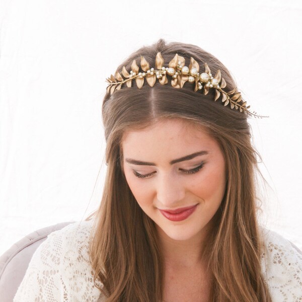 Gold Leaf Headband Etsy