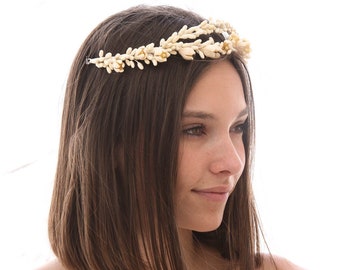 Antique Wax Flower Crown, Vintage Wedding Headpiece Vintage Tiara Romantic Headband Flower Crown