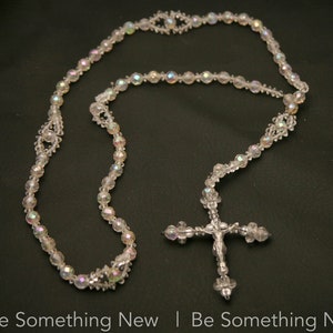 Crystal Bead Vintage Rosary, First Communion Rosary Beaded Prayer Beads Confirmation Catholic Gift