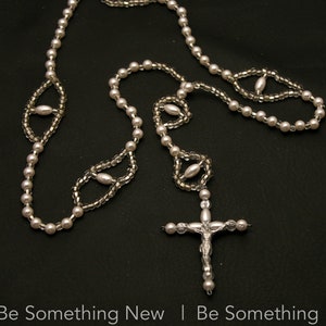 Vintage Crystal Pearl Rosary: Catholic Wedding Communion Gift