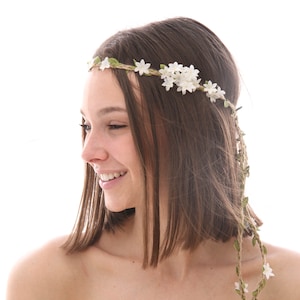 Lilac White Hydrangea Flower Hair Crown Headband Headdress Boho Festival Vtg V46