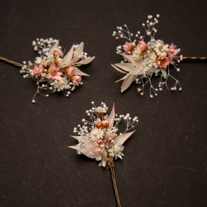 Dried Flower Hair Pin Sets With Babies Breath, Dried Straw Flowers, Flower and Babies Breath Bobby Pin Set for you Wedding Day