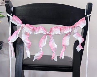 Pink Ombre Bow Chair Swag, Wedding Decor, Bridal or Baby Shower Decorations in Pink, White or Ivory