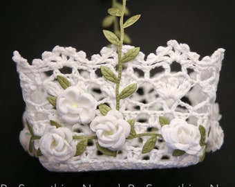 White Lace Flower Girl Basket with Flowers and Green Leaves Wedding Floral Basket for a Flower Girl Rustic Wedding Accessories