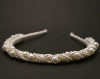 Vintage Braided Pearl Wedding Headband: Bridal Hair Accessory