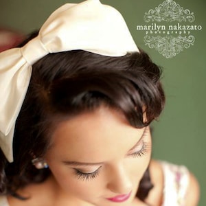 Big Bow Headband in Ivory Taffeta Wedding Hair Headpiece, Headbands for Women and Teens image 2