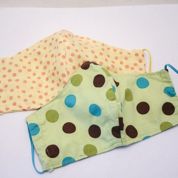 Fabric Face Mask, Hand Made in the USA Washable 100% cotton Face Covering Mask in Polk a dots