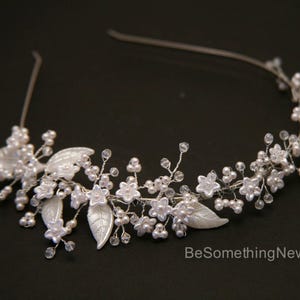 Beaded Wedding Tiara: Tiny Flowers, Pearls, and Crystals