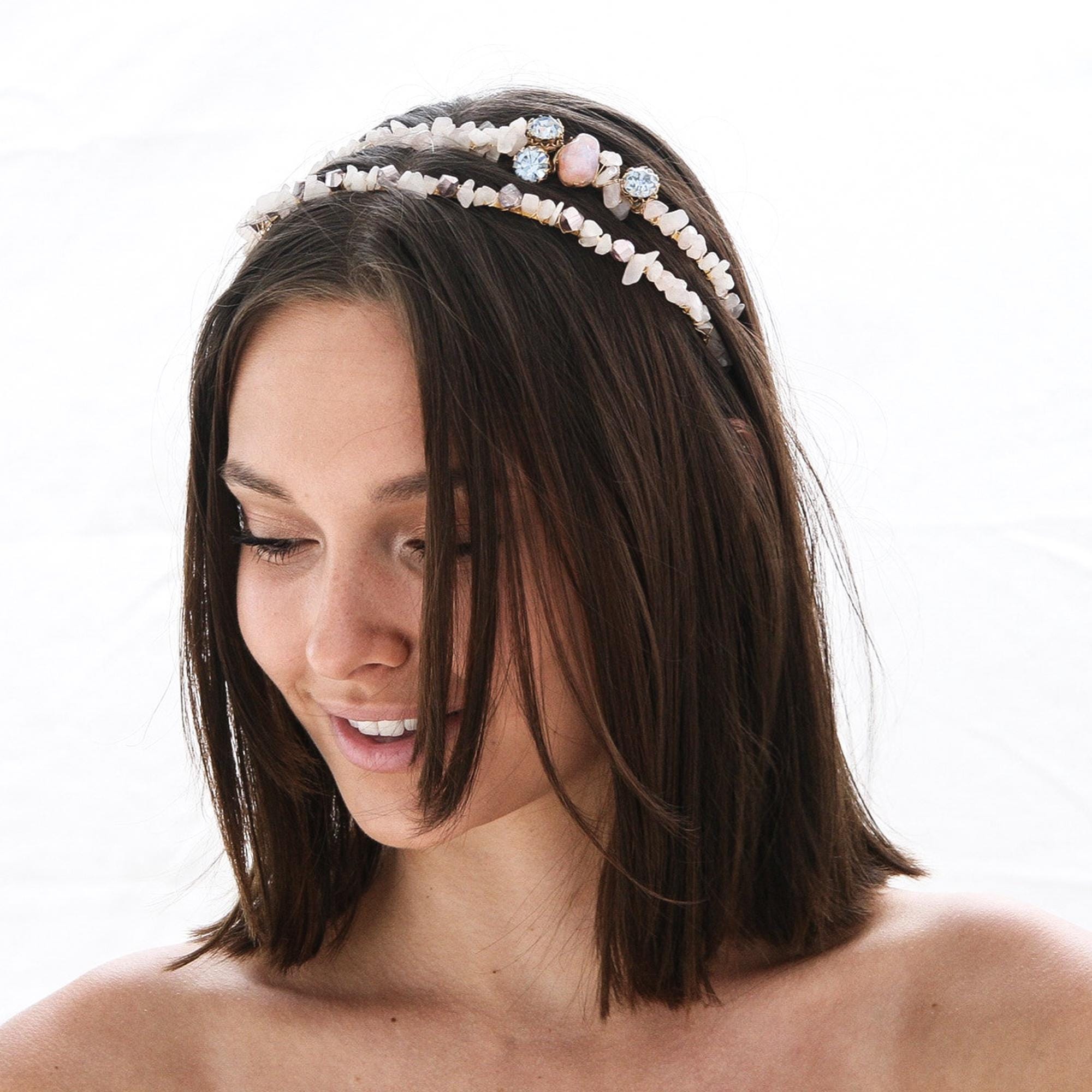 Blush beaded headband Pearl Headband / Blush Headband / Baby Girl Headband  main image 4