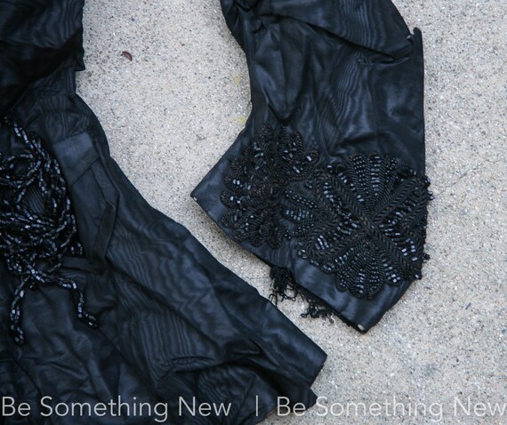 Antique Late 1800s BlackTaffeta Beaded Evening To… - image 3