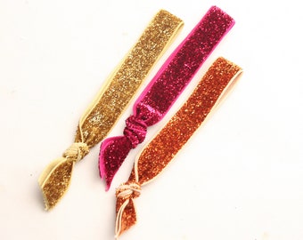 Glitter hair tie, set of three, women hair accessories, Ponytail Hair Ties