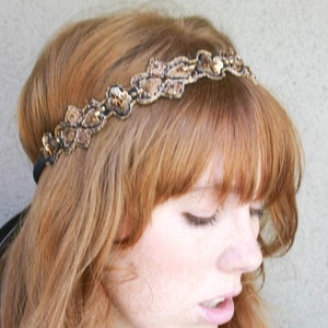 Hippie Chic Bohemian Tie Headband for Women and Teens, Beaded Rust Boho Hair Tie, Woman Hair Accessory image 4