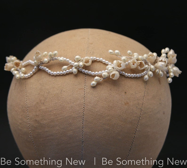 Vintage Wax Flower Crown Antique Wedding Headpiece Pearl and Etsy