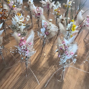 Kleine gedroogde bloemstukken in een kleine vaas, bruiloftsgastgeschenk, bruidsmeisjes of gastvrouwgeschenken afbeelding 10