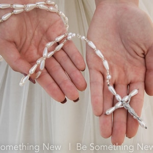 Vintage White Pearl Rosary, First Communion Rosary Girls Beaded Prayer Beads Confirmation Catholic Gift