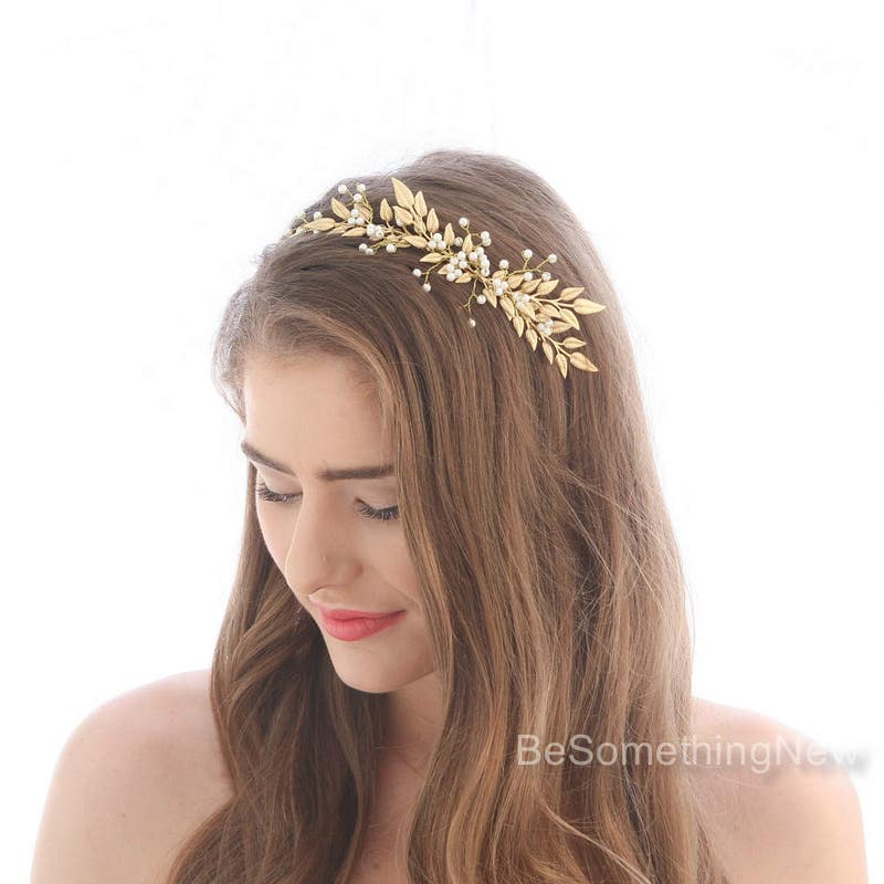 gold laurel headpiece