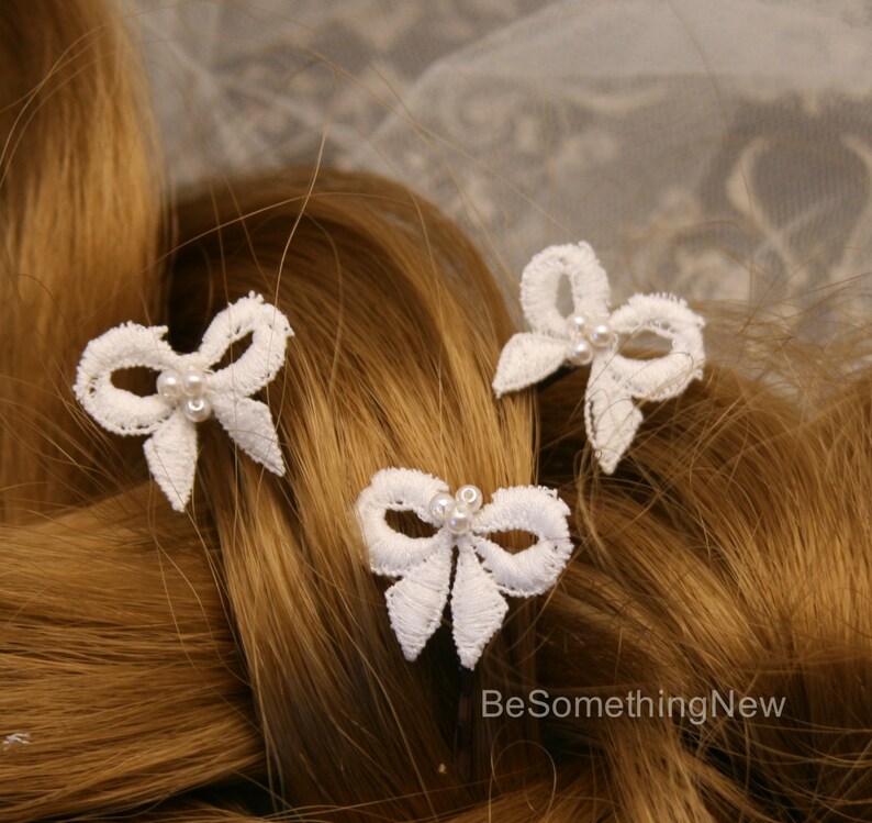 Wedding Hair Pins Vintage Lace Bow Bridal Hair Pin Set Hair Etsy