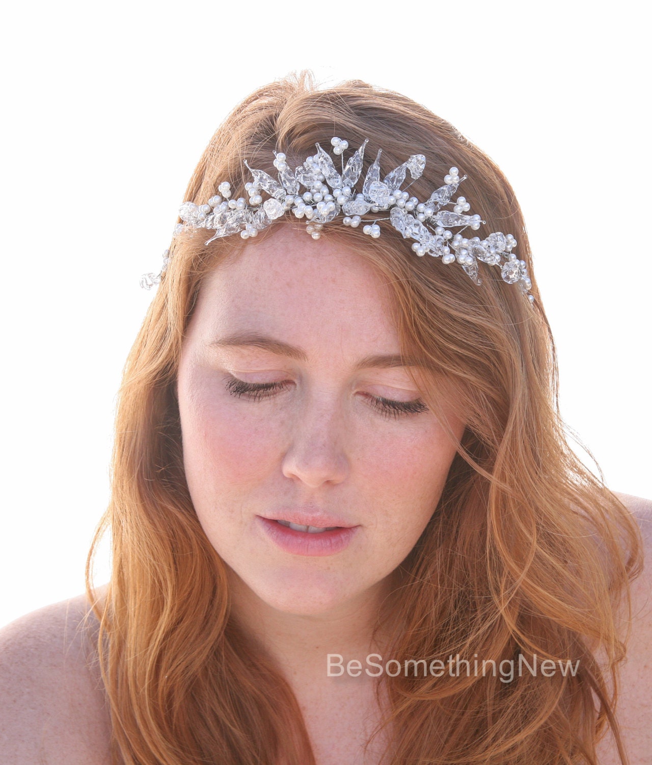 Vintage Crystal & Pearl Wedding Tiara: Beaded Bridal Crown 