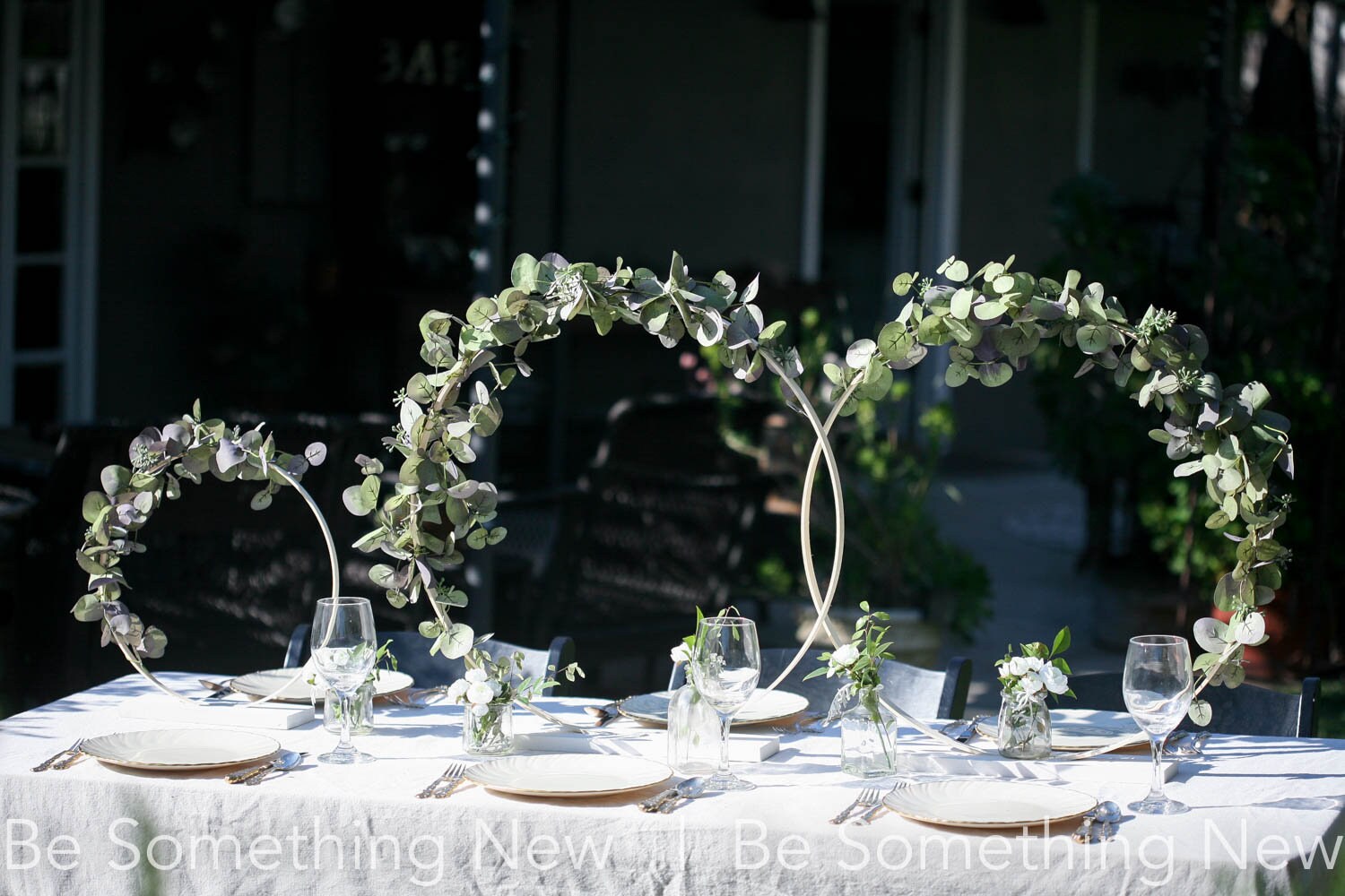60cm/80cm Silver Metal Flower Stand Hoop Hoops Centerpiece Wedding Decor 