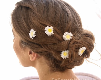 Vintage vit prästkrage hårnålsset: Boho hårnålar med blommor