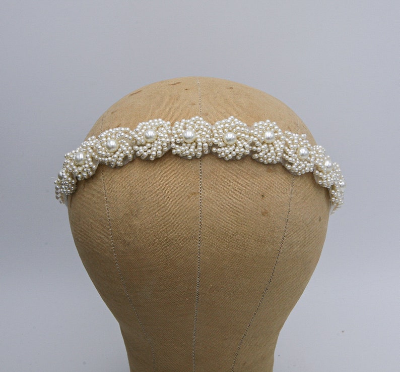 Pearl Headband with Vintage Pearl trim in Ivory, Wedding Headpiece image 7