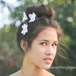 Vintage Lace Flower Hair Pins with Pearl - Wedding Hair Accessory Set (3) image 4