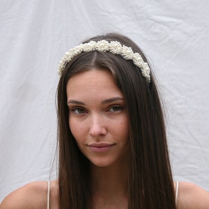 Pearl Headband with Vintage Pearl trim in Ivory, Wedding Headpiece image 4