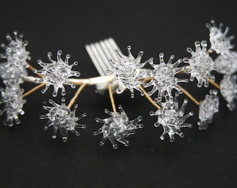 Vintage glastiara på kam, håraccessoar för bröllop