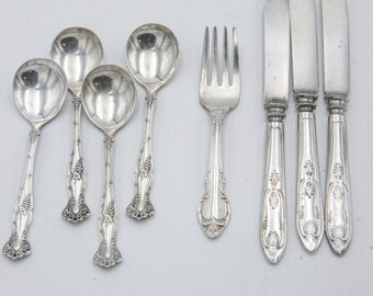 Vintage Coffee Spoons, Small knives and Fork in silver plate