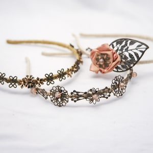 Antique Brass Headband: Floral & Celtic Metal Accents