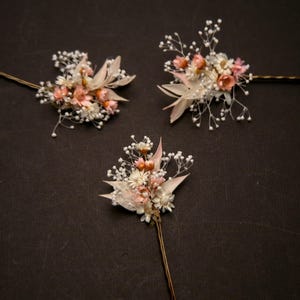 Dried Flower Hair Pins: Babies Breath & Strawflower Boho Wedding