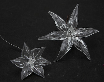 Vintage Czech Glass Flower Sprays, Clear Millinery Blossoms for Bridal Tiara, Art Deco