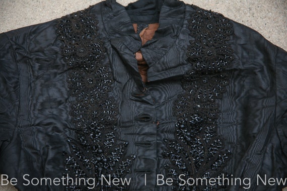 Antique Late 1800s BlackTaffeta Beaded Evening To… - image 2