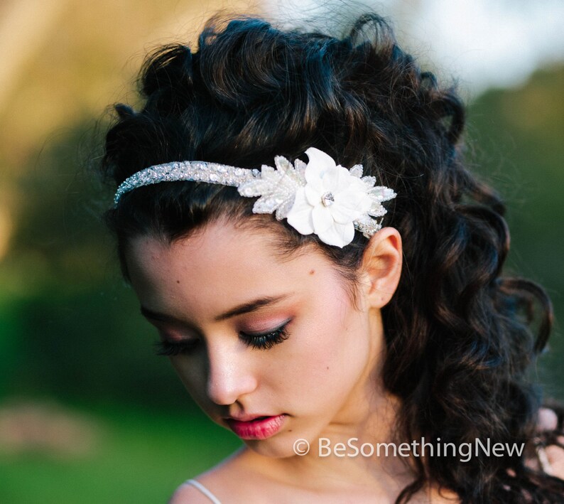 Beaded Tie Wedding Headband With Flowers Wedding Hair Etsy