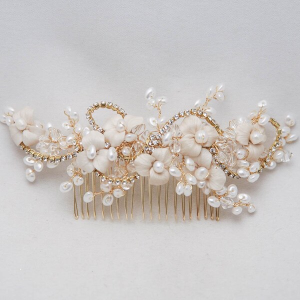 champagne wedding headpiece