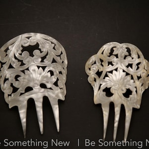 Vintage Spanish Wedding Comb: Ivory Celluloid Mantilla, Mother of Pearl Effect