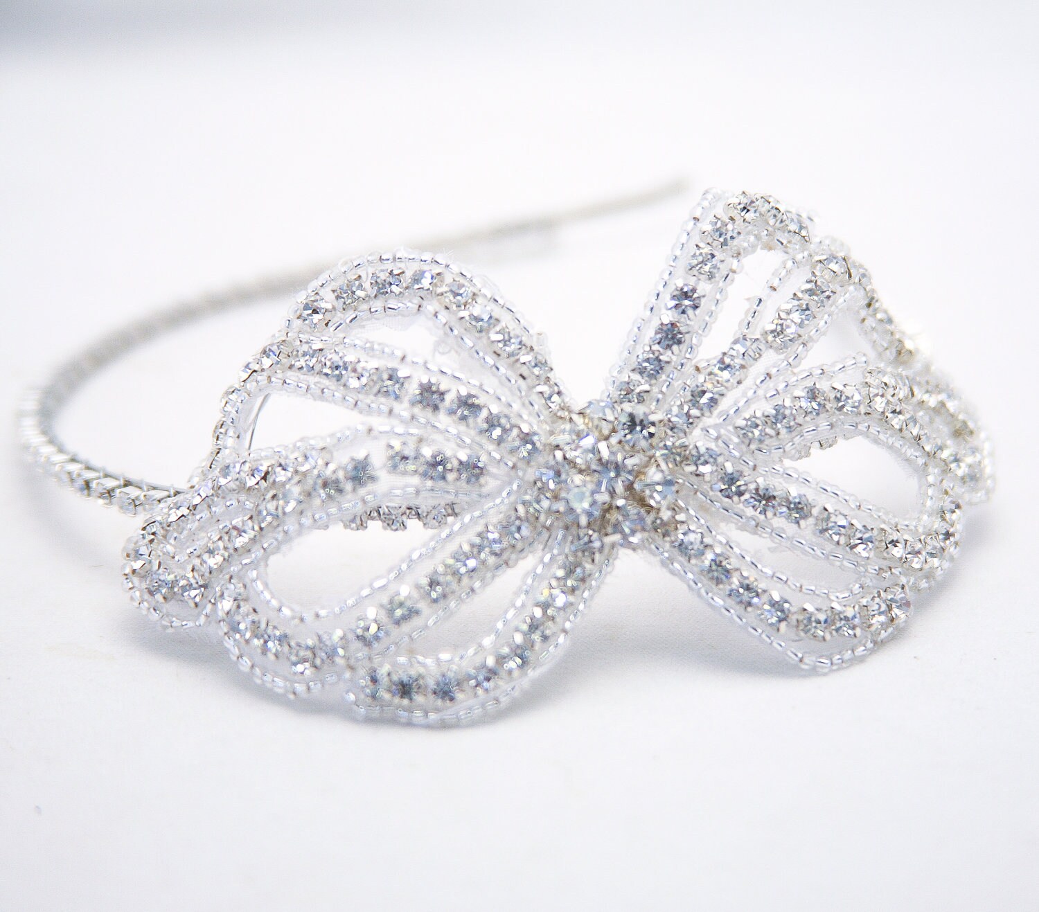 Rhinestone Bow Wedding Headband: Bridal Tiara Headpiece - Etsy