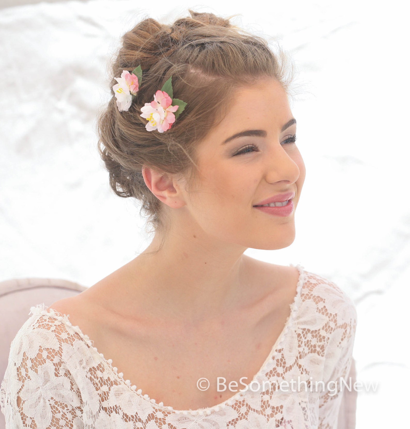 Blush and Pink Flower Bobby Pin Set Wedding Hair Flowers Etsy