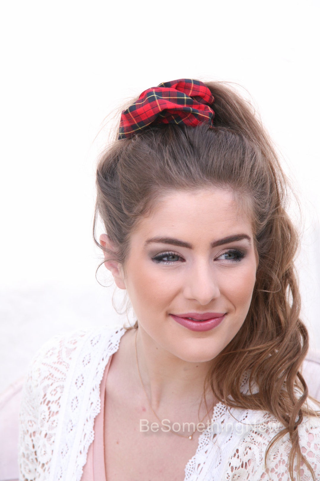 Oversize Scrunchie Hair Cloud in Vintage Red and Black Plaid - Etsy