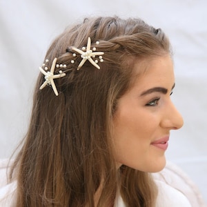 Starfish Pearl Bobby Pins - Beach Wedding Hair Accessories