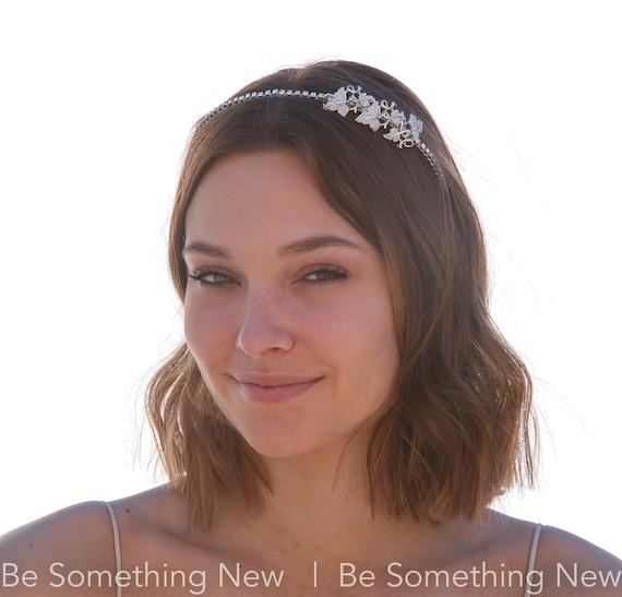Silver Leaf Formal Headband Prom Hair Ornament Delicate Silver Leaf Crown, Greek Goddess Headband, Fairy  main image 3
