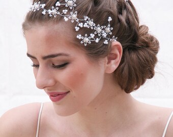Wedding Hair Vine with Vintage Sequins and pearls, Wedding Hair Accessory Beaded Bridal Headband, Wedding Accessory