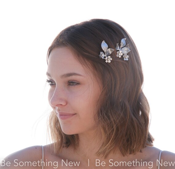 New Cluster rhinestone floral headpiece with 2 silver bobby pins Amazon.com : ANCIRS 2pcs Crystal Flower Hair Clips for  main image 3