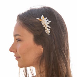 Freshwater Pearl and Flower Wedding Hair Comb